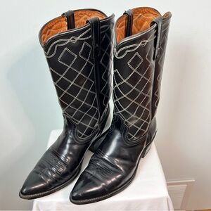 Stuart McGuire Black Leather Western Cowboy Boots Size 8.5E USA Made